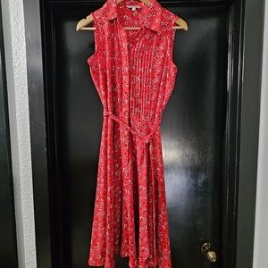 Nanette Red Floral Dress with buttons and tie